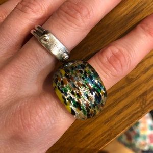 Glass bubble ring. Multicolor
